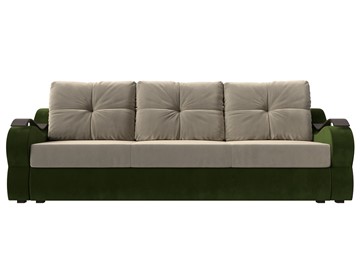 Прямой диван Меркурий еврокнижка, Бежевый/зеленый (микровельвет) в Перми - предосмотр 1