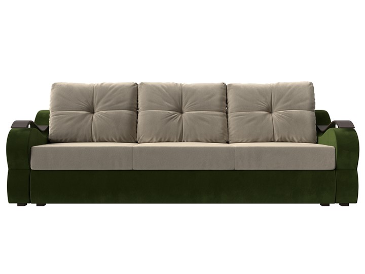 Прямой диван Меркурий еврокнижка, Бежевый/зеленый (микровельвет) в Перми - изображение 1