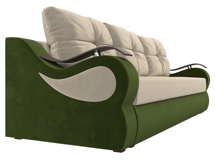 Прямой диван Меркурий еврокнижка, Бежевый/зеленый (микровельвет) в Перми - изображение 2