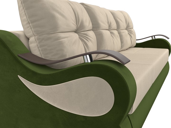 Прямой диван Меркурий еврокнижка, Бежевый/зеленый (микровельвет) в Перми - изображение 3