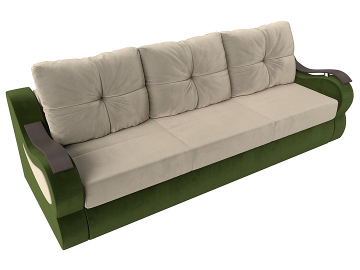 Прямой диван Меркурий еврокнижка, Бежевый/зеленый (микровельвет) в Перми - изображение 4