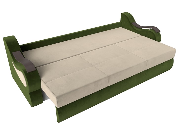 Прямой диван Меркурий еврокнижка, Бежевый/зеленый (микровельвет) в Перми - изображение 5