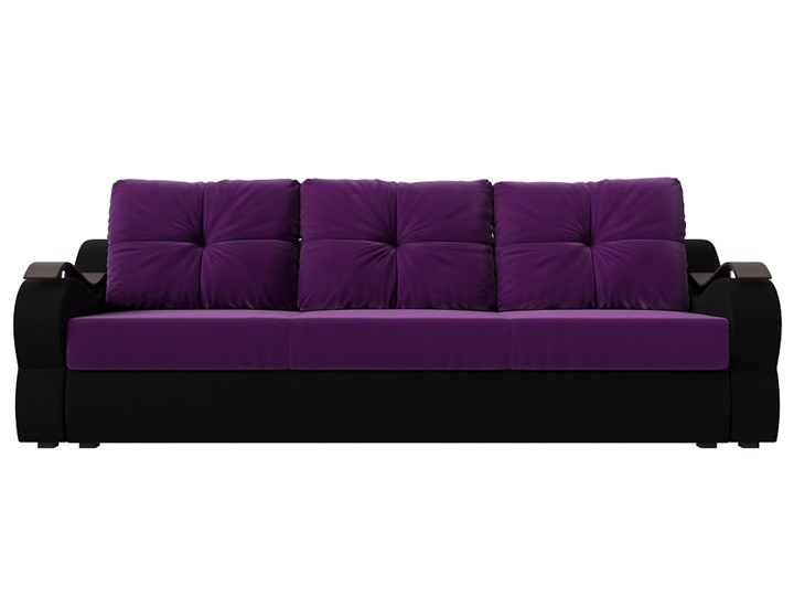 Прямой диван Меркурий еврокнижка, фиолетовый/черный (микровельвет) в Перми - изображение 1