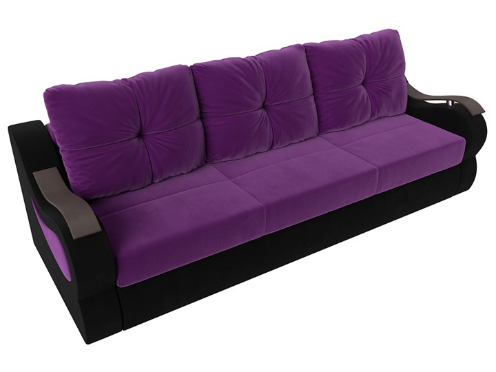 Прямой диван Меркурий еврокнижка, фиолетовый/черный (микровельвет) в Перми - изображение 4