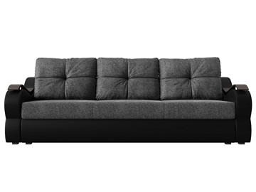 Прямой диван Меркурий еврокнижка, Серый/черный (рогожка/экокожа) в Перми - предосмотр 1