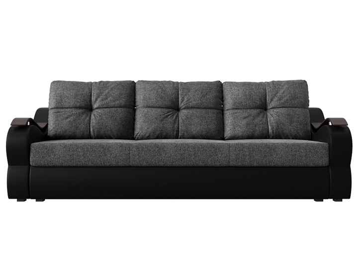 Прямой диван Меркурий еврокнижка, Серый/черный (рогожка/экокожа) в Перми - изображение 1