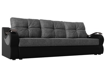 Прямой диван Меркурий еврокнижка, Серый/черный (рогожка/экокожа) в Перми