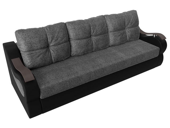 Прямой диван Меркурий еврокнижка, Серый/черный (рогожка/экокожа) в Перми - изображение 4
