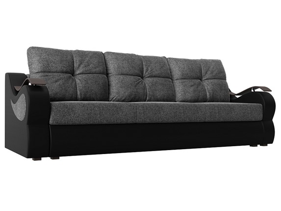 Прямой диван Меркурий еврокнижка, Серый/черный (рогожка/экокожа) в Перми - изображение