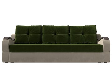 Прямой диван Меркурий еврокнижка, Зеленый/бежевый (микровельвет) в Перми - предосмотр 1