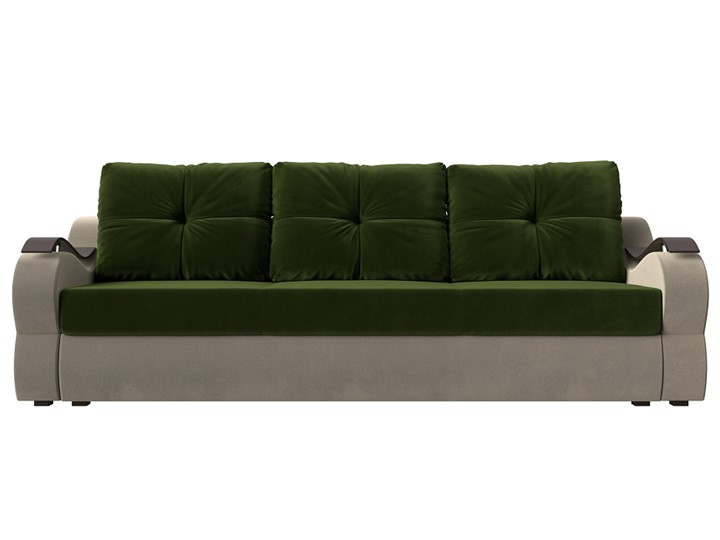 Прямой диван Меркурий еврокнижка, Зеленый/бежевый (микровельвет) в Перми - изображение 1