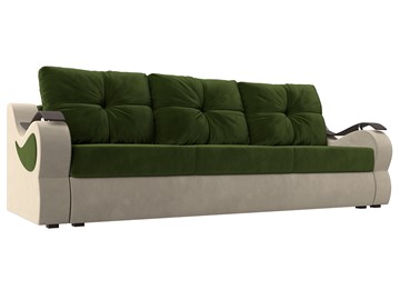 Прямой диван Меркурий еврокнижка, Зеленый/бежевый (микровельвет) в Перми - предосмотр