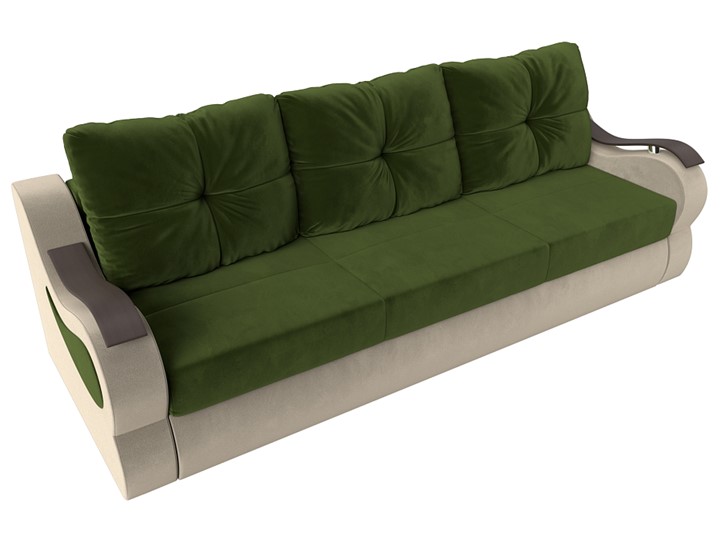 Прямой диван Меркурий еврокнижка, Зеленый/бежевый (микровельвет) в Перми - изображение 4