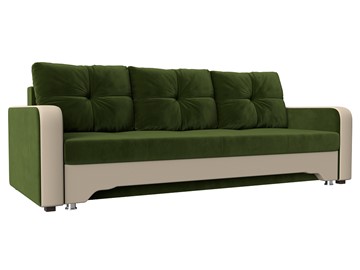Прямой диван Ник-3, Зеленый/Бежевый (Микровельвет/экокожа) в Перми - предосмотр