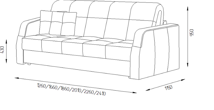 Прямой диван Турин 2 205 (НПБ) в Перми - изображение 1