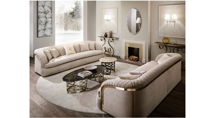 Прямой диван Бурже, с металлическим декором в Перми - изображение 1
