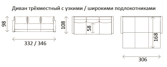 Прямой диван Тридэ БД, узкий подлокотник в Перми - изображение 3