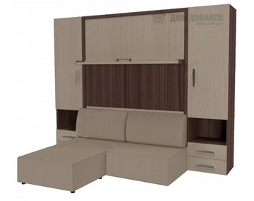 Шкаф-кровать трансформер Кровать-трансформер Smart (ШЛ+КД 1600+ШП+Пуф), 2 шкафа, без подлокотников в Березниках