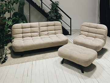 Комплект мебели Абри цвет бежевый диван + кресло +пуф пора металл в Березниках