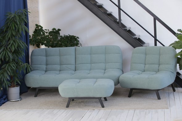 Комплект мебели Абри цвет мята кресло + диван + пуф опора металл в Перми - изображение