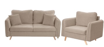 Комплект мебели Бертон бежевый диван+ кресло в Березниках