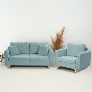 Комплект мебели Бертон голубой диван+ кресло в Перми - предосмотр 1