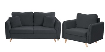 Комплект мебели Бертон графит диван+ кресло в Перми - предосмотр