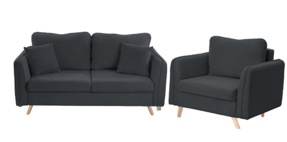 Комплект мебели Бертон графит диван+ кресло в Перми - изображение