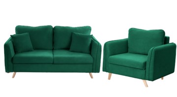 Комплект мебели Бертон изумрудный диван+ кресло в Березниках