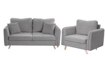 Комплект мебели Бертон серый диван+ кресло в Березниках