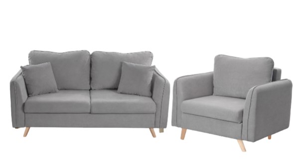 Комплект мебели Бертон серый диван+ кресло в Перми - изображение