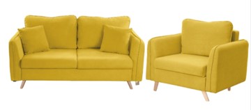 Комплект мебели Бертон желтый диван+ кресло в Березниках