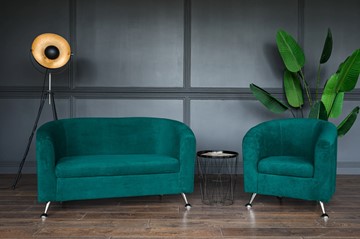 Комплект мебели Брамс  цвет изумрудный диван 2Д + кресло в Березниках