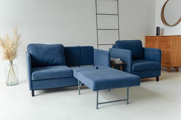 Комплект мебели диван + кресло-кровать Бэст синий в Перми - предосмотр 6