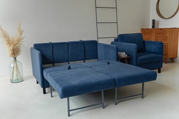 Комплект мебели диван + кресло-кровать Бэст синий в Перми - предосмотр 7