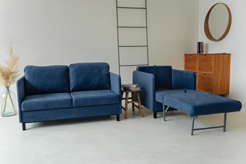 Комплект мебели диван + кресло-кровать Бэст синий в Перми - предосмотр 8