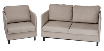 Комплект мебели диван + кресло-кровать Бэст бежевый в Перми - предосмотр