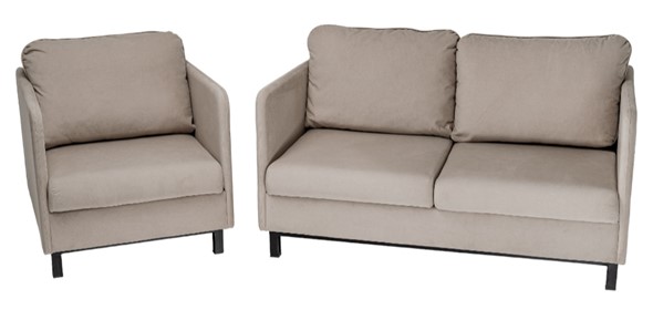 Комплект мебели диван + кресло-кровать Бэст бежевый в Перми - изображение