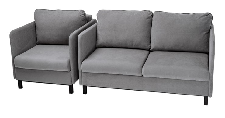 Комплект мебели диван + кресло-кровать Бэст серый в Перми - изображение 1