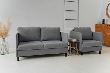 Комплект мебели диван + кресло-кровать Бэст серый в Перми - предосмотр 3