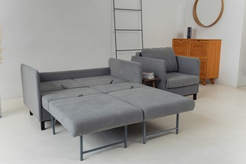 Комплект мебели диван + кресло-кровать Бэст серый в Перми - предосмотр 5