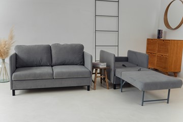 Комплект мебели диван + кресло-кровать Бэст серый в Перми - предосмотр 6