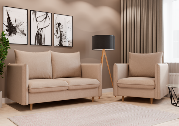 Комплект мебели диван и кресло Гримма бежевый в Перми - изображение