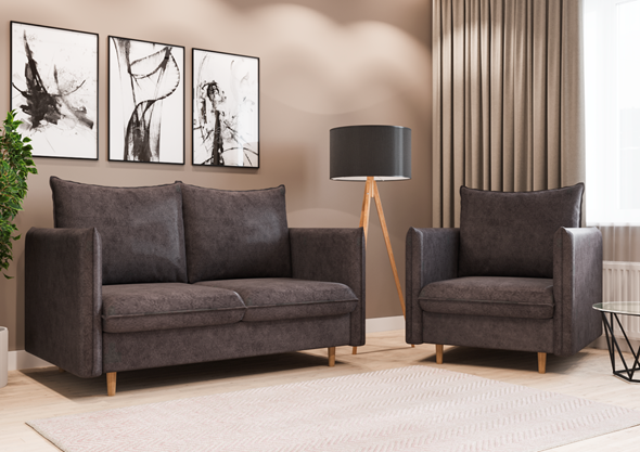 Комплект мебели диван и кресло Гримма графит в Перми - изображение
