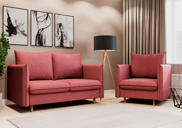 Комплект мебели диван и кресло Гримма коралл в Перми - изображение