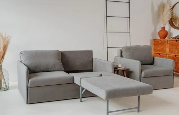 Мебельный набор Амира серый диван + кресло в Перми - изображение 4