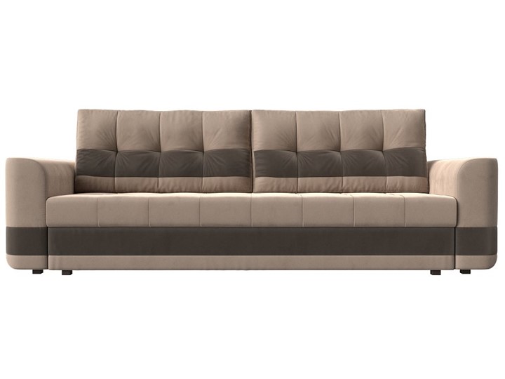 Прямой диван Честер, Бежевый/коричневый (велюр) в Перми - изображение 1