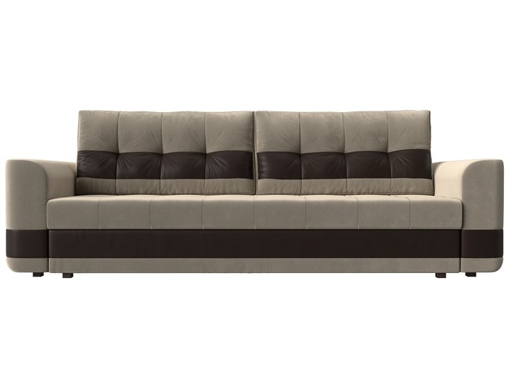 Прямой диван Честер, Бежевый/коричневый (вельвет/экокожа) в Перми - изображение 1