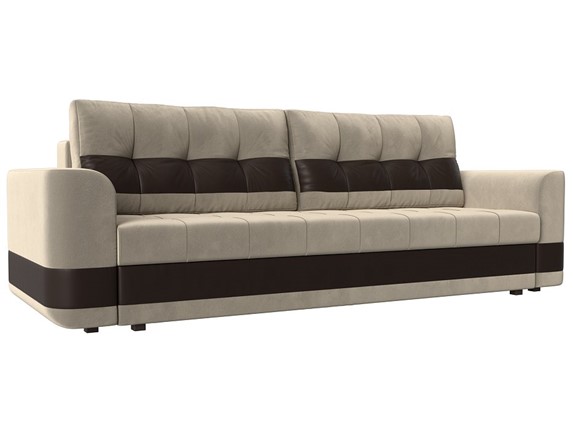 Прямой диван Честер, Бежевый/коричневый (вельвет/экокожа) в Перми - изображение