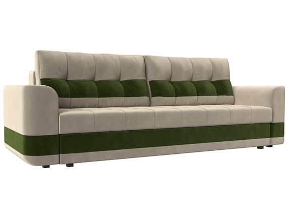 Прямой диван Честер, Бежевый/зеленый (вельвет) в Перми - изображение